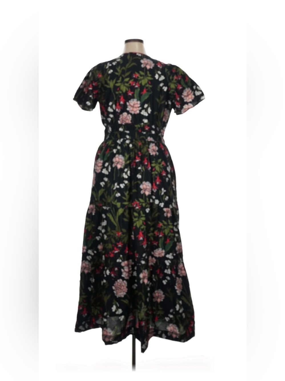 Anthropologie The Somerset Maxi Dress Tiered Smocked Waist Floral Black XL - Picture 3 of 4
